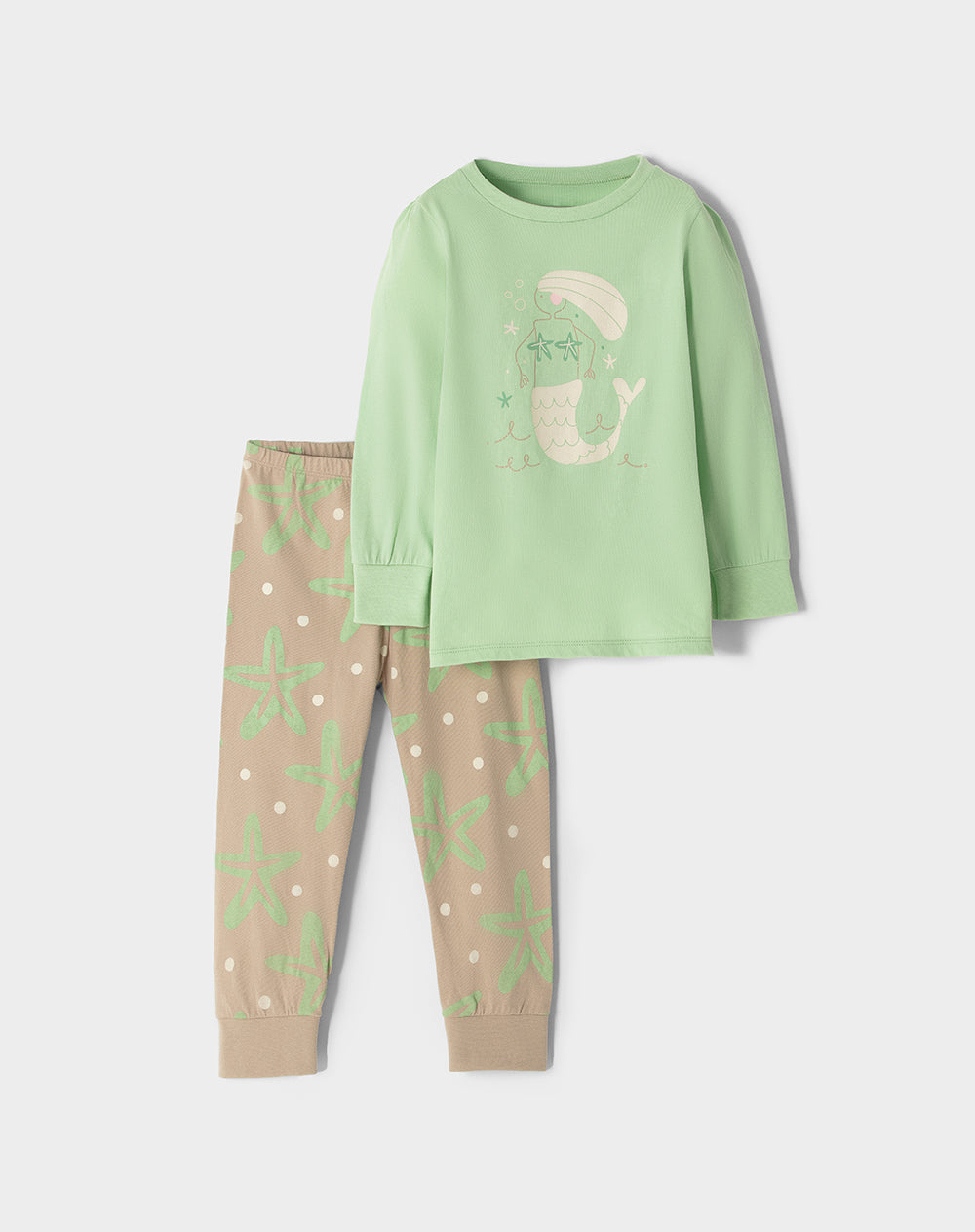 Pijama fitted fit café estampada