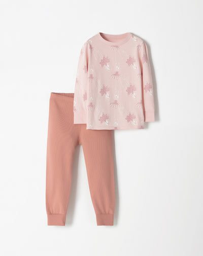 Pijama fitted fit rosada estampada