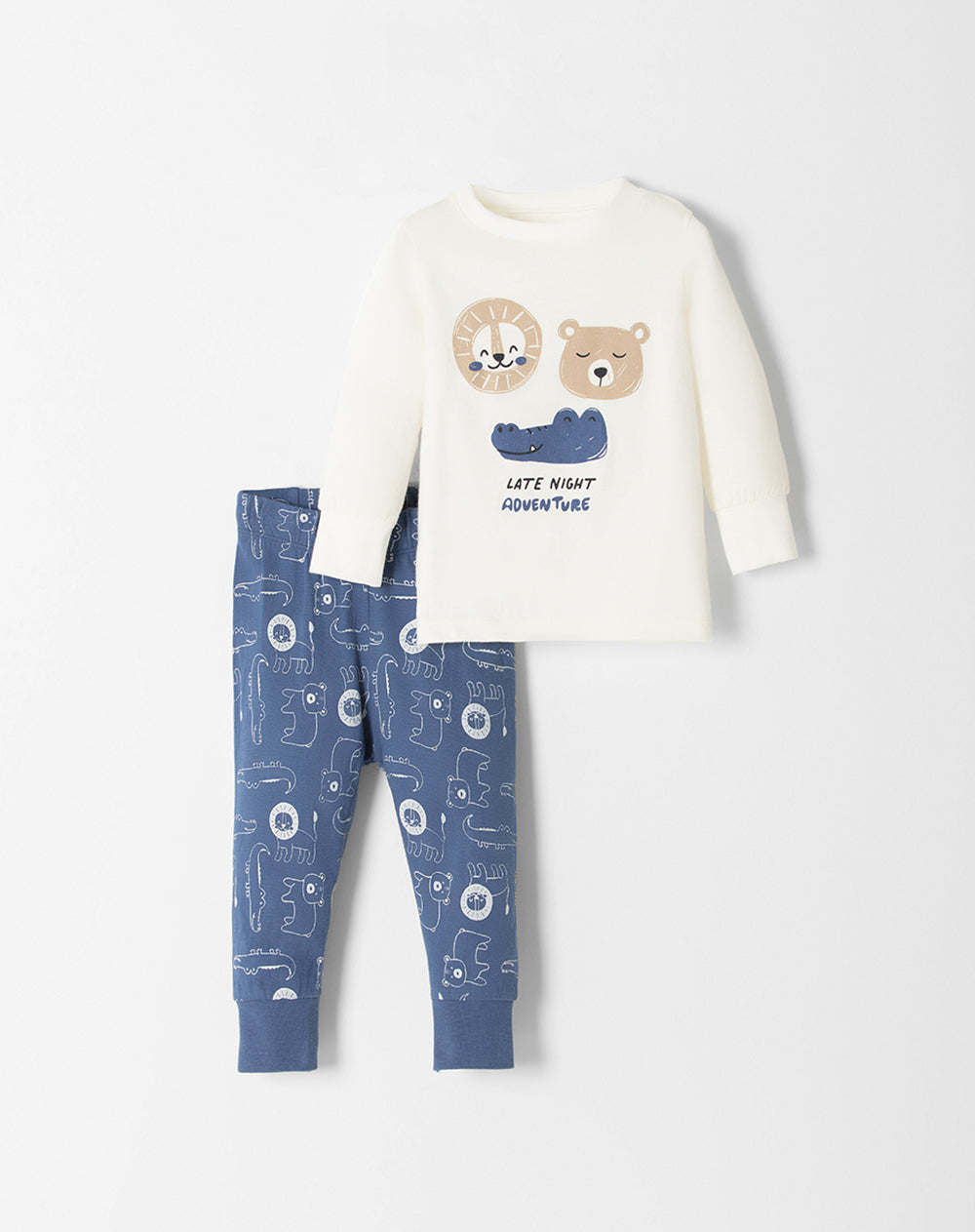 Pijama fitted fit manga larga azul