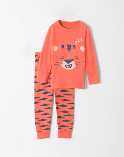 Pijama fitted fit manga larga naranja