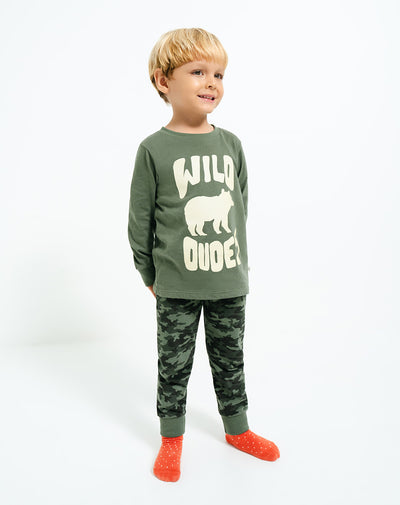 Pijama fitted fit manga larga verde camuflada