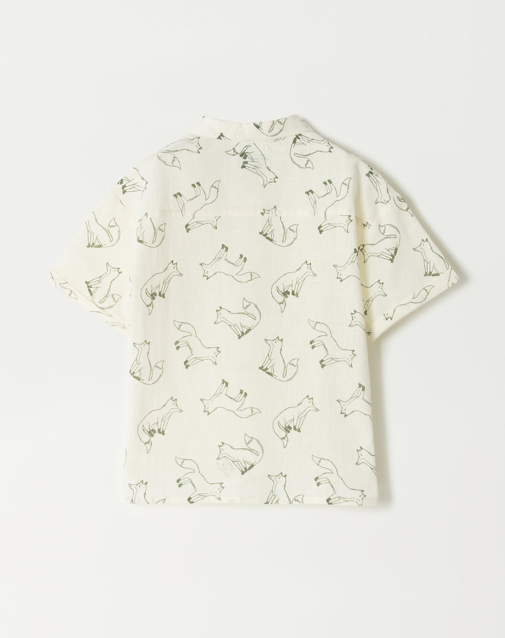 Camisa manga corta beige estampada