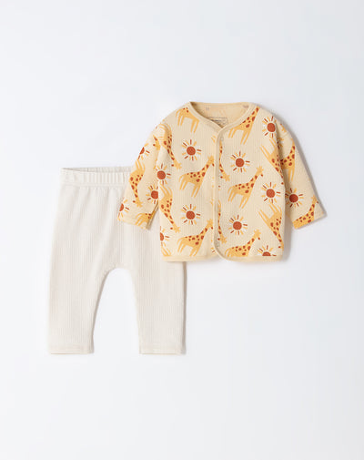 Conjunto pantalón largo buzo de jirafa amarillo