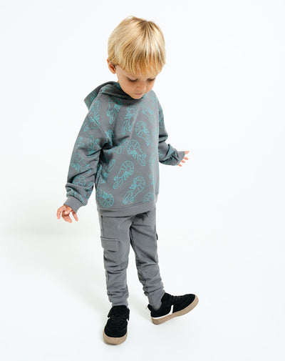 Buzo loose fit gris estampado