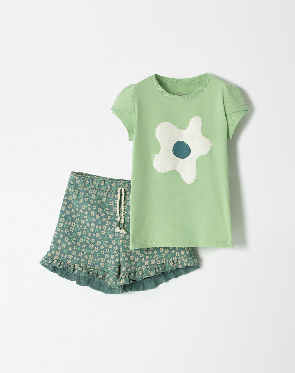 Conjunto camiseta + short estampado verde