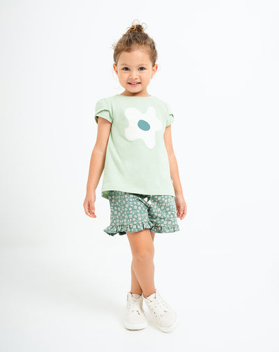 Conjunto camiseta + short estampado verde