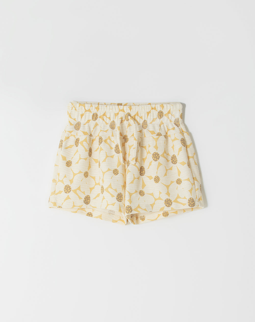 Short tiro alto amarillo estampado