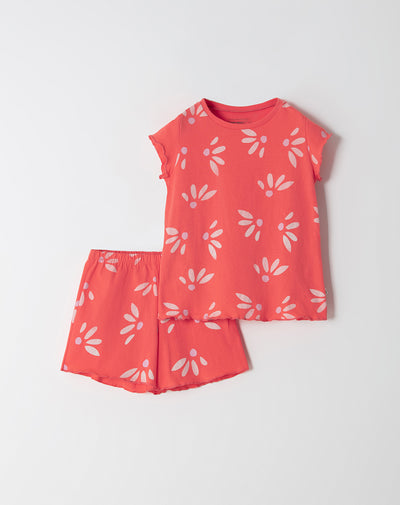 Pijama camiseta + short coral estampado