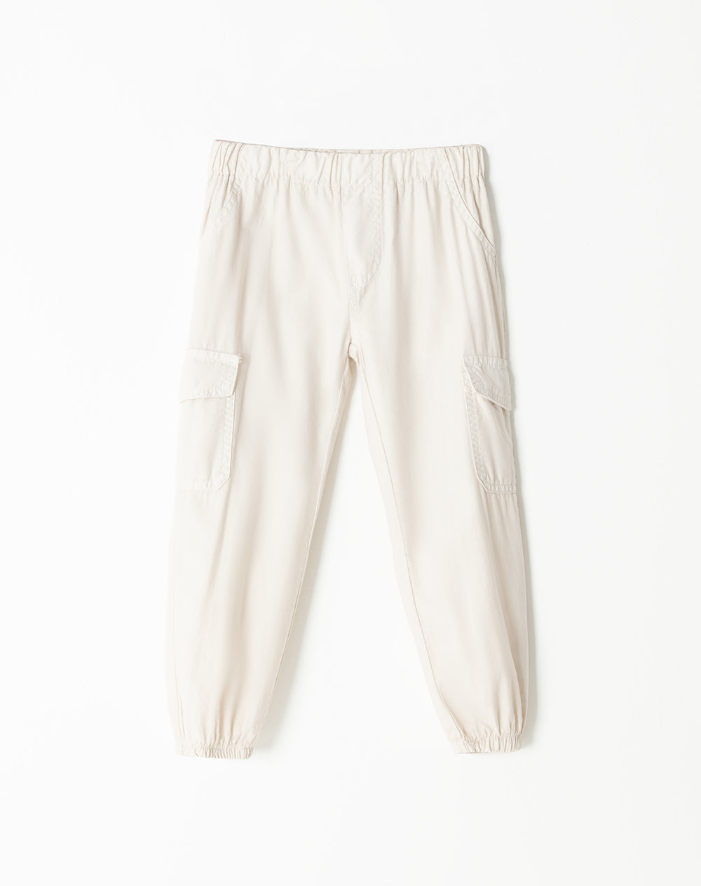 Pantalón regular fit tiro alto crema