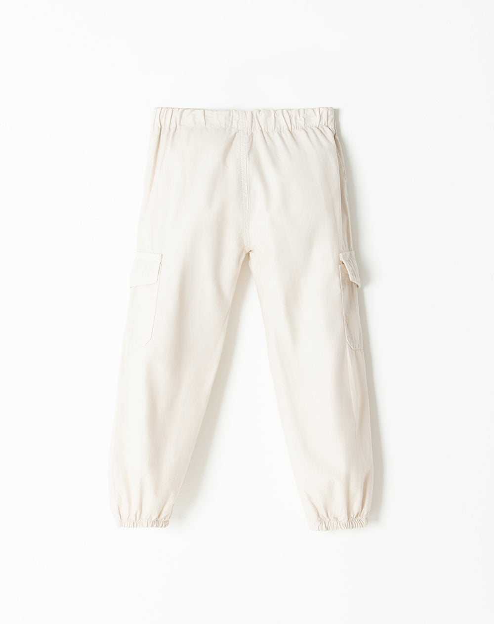 Pantalón regular fit tiro alto crema