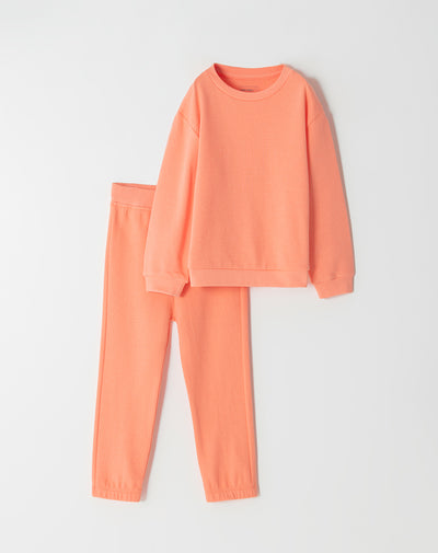 Conjunto pantalon largo manga larga coral