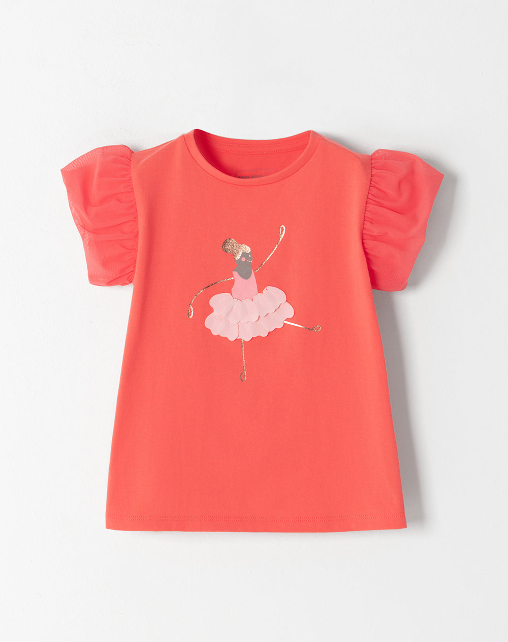 Camiseta de bailarina manga corta en tull