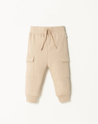 Jogger regular fit tiro medio beige