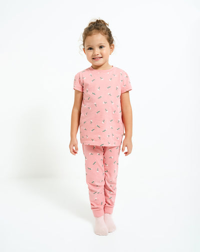 Pijama fitted fit manga corta palo de rosa estampado