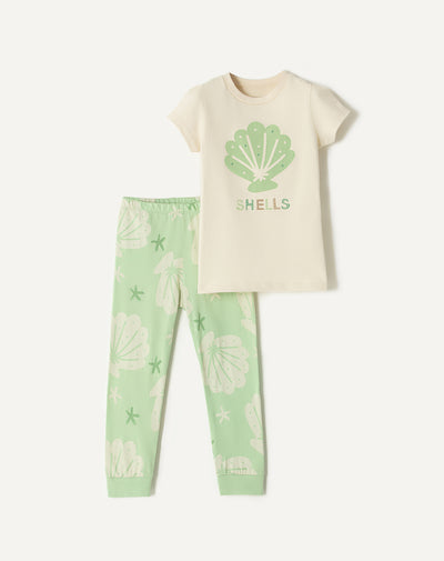 Pijama fitted fit manga corta verde estampada