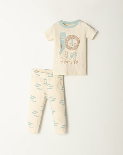 Pijama fitted fit manga corta crema